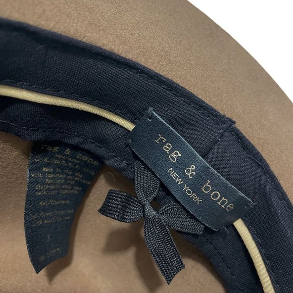 rag & bone Womens Large Cognac Brown Braided Leather Brass Band Wool Fedora Hat main image 9
